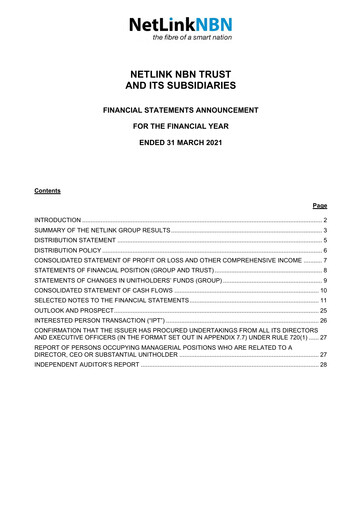 Thumbnail NetLink Trust Financial Report 2021