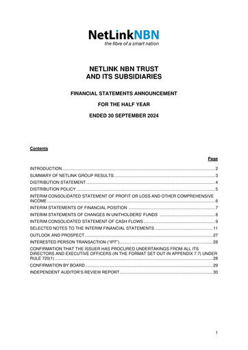 Miniature NetLink Trust Rapport semestriel fy2025