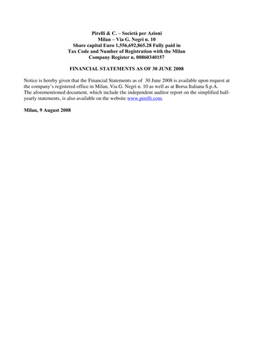 Thumbnail Pirelli
 Financial Statement 2008-h1