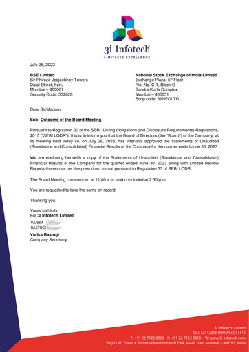 Miniature 3i Infotech
 Rapport trimestriel 2023-q1