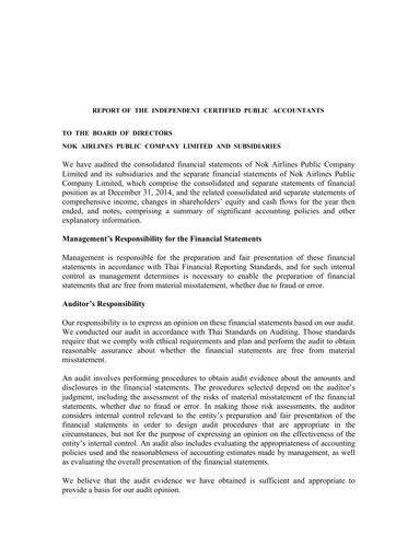 Vorschaubild Nok Air Finanzmitteilung 2014