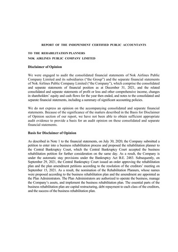 Vorschaubild Nok Air Finanzmitteilung 2021