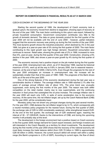 Thumbnail Komerční banka Quarterly Report 2000-q1