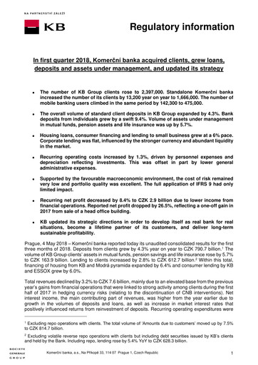 Thumbnail Komerční banka Quarterly Report 2018-q1