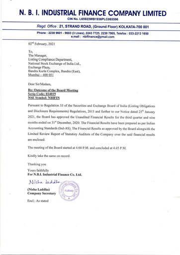 Thumbnail N.B.I. Industrial Finance Quarterly Report 2020-q3