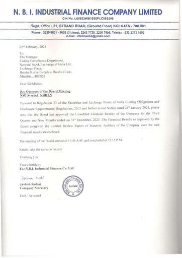 Thumbnail N.B.I. Industrial Finance Quarterly Report 2023-q3