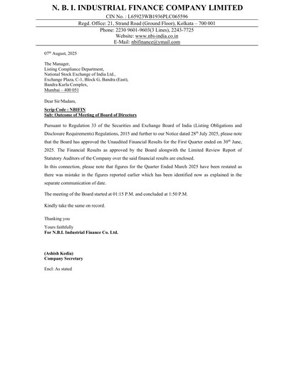 Thumbnail N.B.I. Industrial Finance Quarterly Report 2025-q1