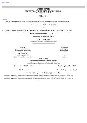 Thumbnail Fortinet Annual Report 2018