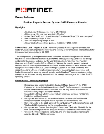 Thumbnail Fortinet Quarterly Report 2025-q2