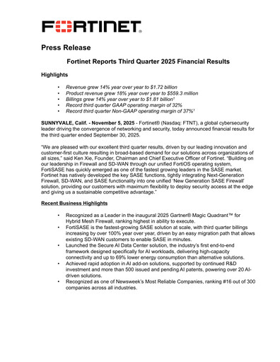 Thumbnail Fortinet Quarterly Report 2025-q3