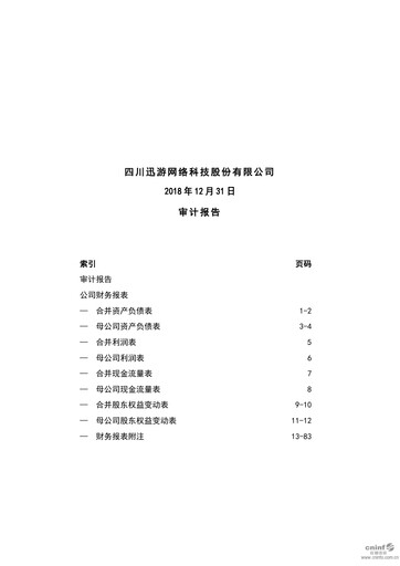 Thumbnail Sichuan Xunyou Network Technology Financial Statement 2018