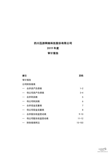 Thumbnail Sichuan Xunyou Network Technology Financial Statement 2019