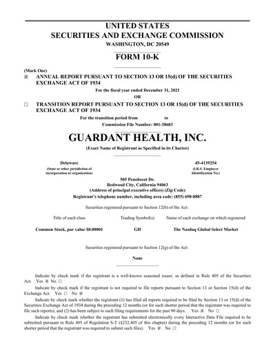 Vorschaubild Guardant Health
 Jahresbericht 2021