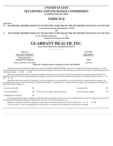 Thumbnail Guardant Health
 Quarterly Report 2018-q3