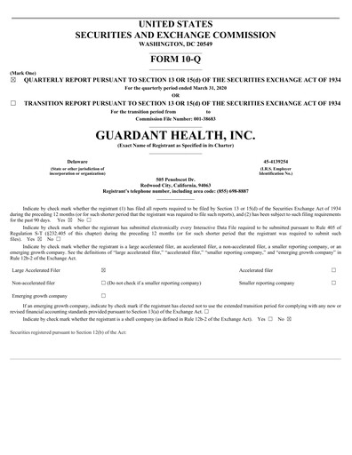 Thumbnail Guardant Health
 Quarterly Report 2020-q1