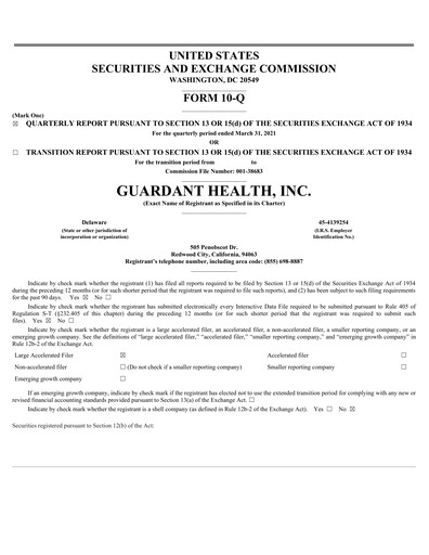 Thumbnail Guardant Health
 Quarterly Report 2021-q1