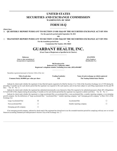 Thumbnail Guardant Health
 Quarterly Report 2021-q3