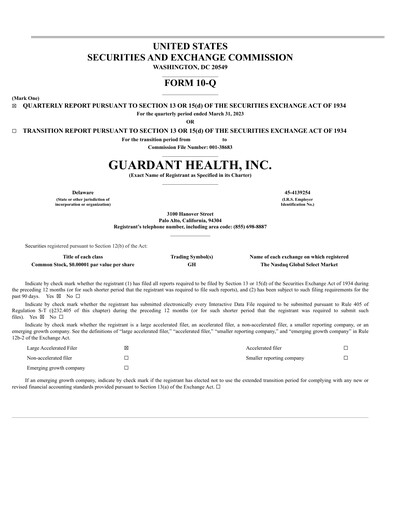 Thumbnail Guardant Health
 Quarterly Report 2023-q1
