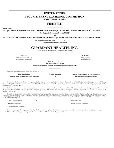 Thumbnail Guardant Health
 Quarterly Report 2023-q2