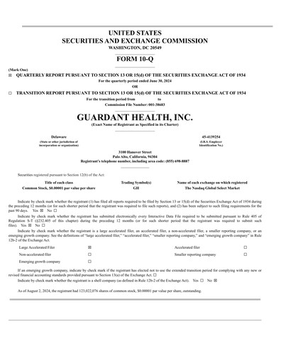 Thumbnail Guardant Health
 Quarterly Report 2024-q2