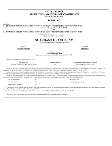 Thumbnail Guardant Health
 Quarterly Report 2025-q1