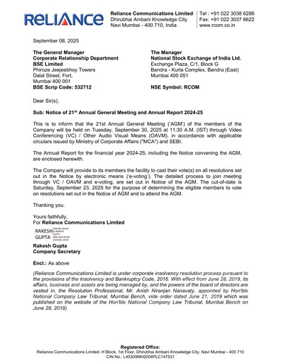 Miniature Reliance Communications
 Rapport annuel 2024-2025