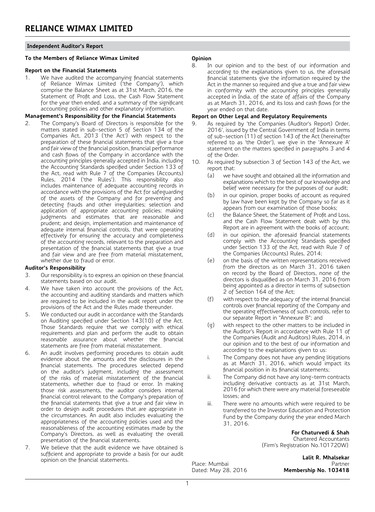 Thumbnail Reliance Communications
 Financial Statement 2015-2016