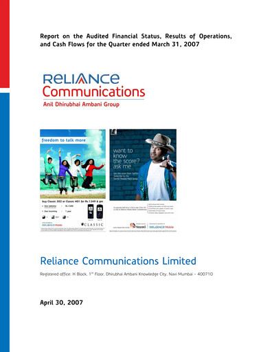 Thumbnail Reliance Communications
 Quarterly Report 2007-q4