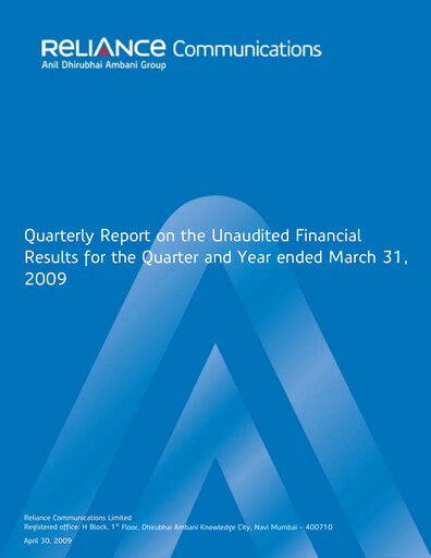 Thumbnail Reliance Communications
 Quarterly Report 2009-q4