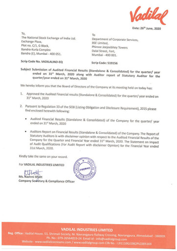 Thumbnail Vadilal Industries Quarterly Report 2020-q4