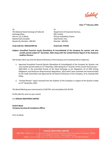 Thumbnail Vadilal Industries Quarterly Report 2023-q3