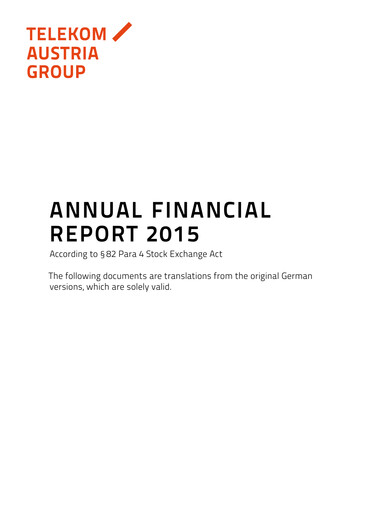Thumbnail A1 Telekom Austria Financial Statement 2015