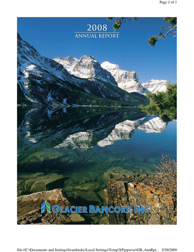 Thumbnail Glacier Bancorp
 Annual Report 2008
