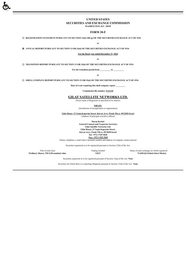 Miniature Gilat Satellite Networks Rapport annuel 2024