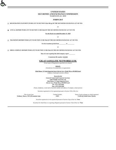 Miniature Gilat Satellite Networks Rapport annuel 2025