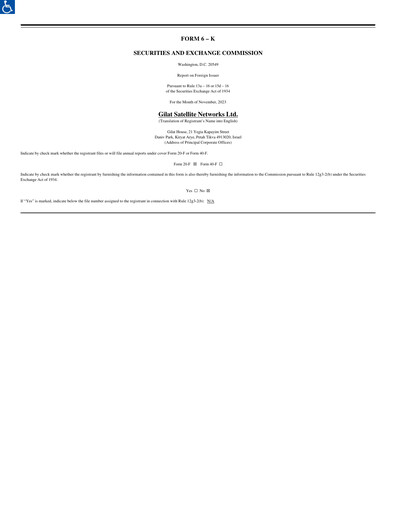 Thumbnail Gilat Satellite Networks Quarterly Report 2023-q3