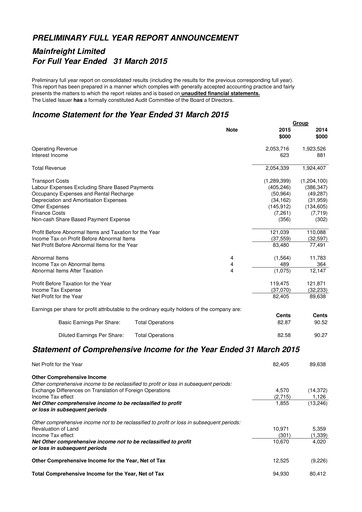 Thumbnail Mainfreight Financial Statement 2014-2015