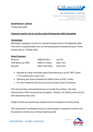 Miniature Mainfreight Rapport semestriel fy2025