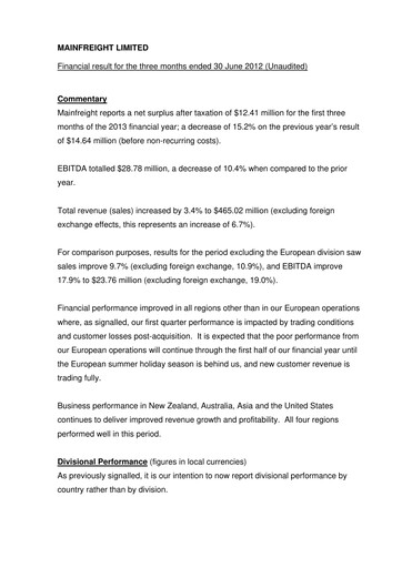 Vorschaubild Mainfreight Quartalsbericht 2012-q1