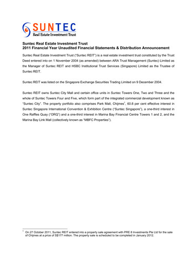 Thumbnail Suntec REIT
 Financial Statement 2011