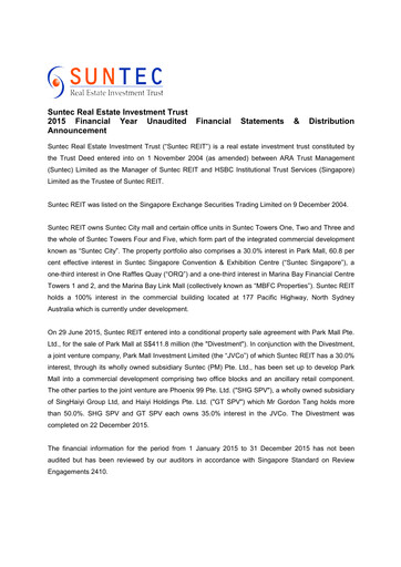 Thumbnail Suntec REIT
 Financial Statement 2015