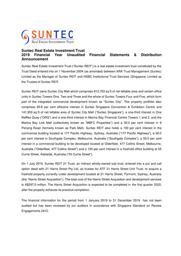 Thumbnail Suntec REIT
 Financial Statement 2019