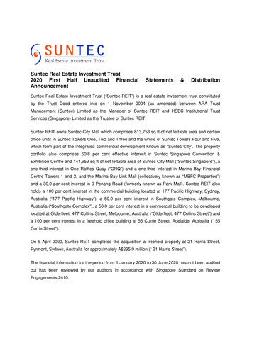 Thumbnail Suntec REIT
 Half-year Report 2020-h1