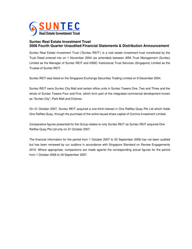 Thumbnail Suntec REIT
 Quarterly Report 2008-q4