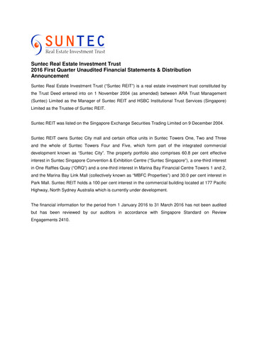 Thumbnail Suntec REIT
 Quarterly Report 2016-q1