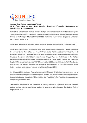 Thumbnail Suntec REIT
 Quarterly Report 2016-q3