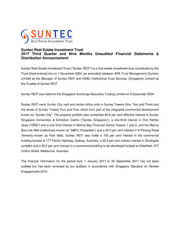 Thumbnail Suntec REIT
 Quarterly Report 2017-q3