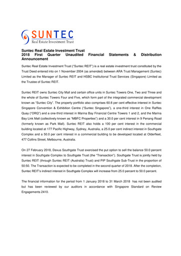 Thumbnail Suntec REIT
 Quarterly Report 2018-q1