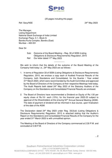 Thumbnail Southern Petrochemical Industries Corp Financial Statement 2022-2023