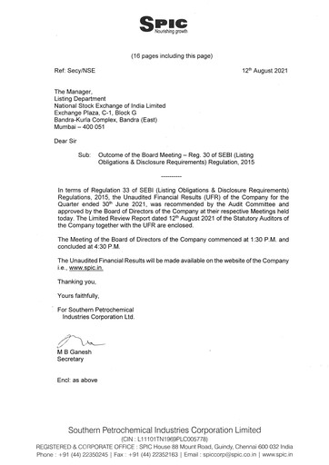 Thumbnail Southern Petrochemical Industries Corp Quarterly Report 2021-q1